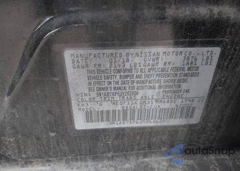 2018 Nissan Sentra Sv из США, поврежденный, VIN 3N1AB7AP6JY262604